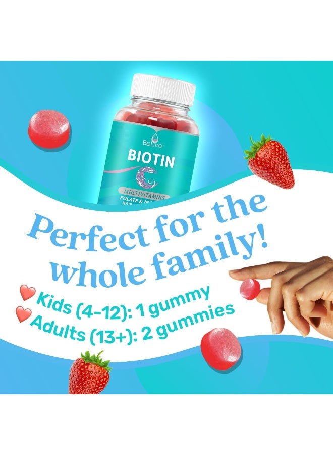 BeLive جواهر البيوتين للشعر والبشرة والأظافر - 60 جواهر بالفراولة - Image 3