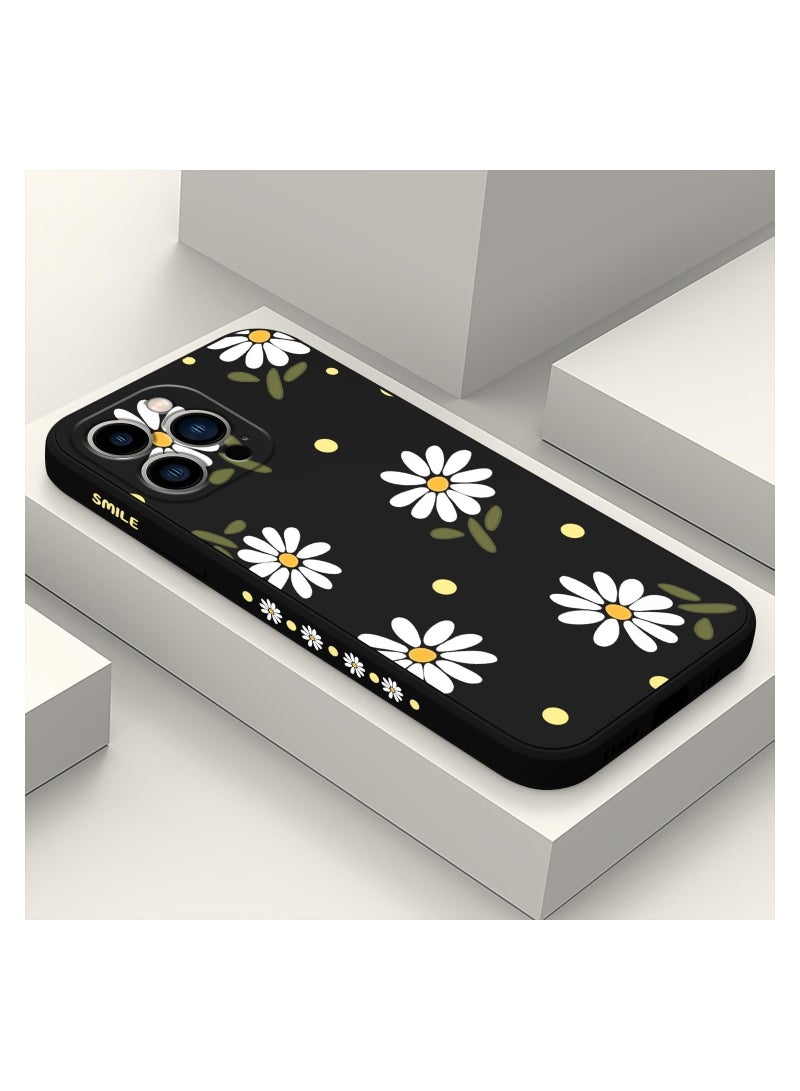 iPhone 12 Pro Max Case Flower Butterfly Cute Astronaut Design Phone Cover Soft Microfiber Lining Slim Liquid Silicone 12 Pro Max Case-Black 1 - Image 1