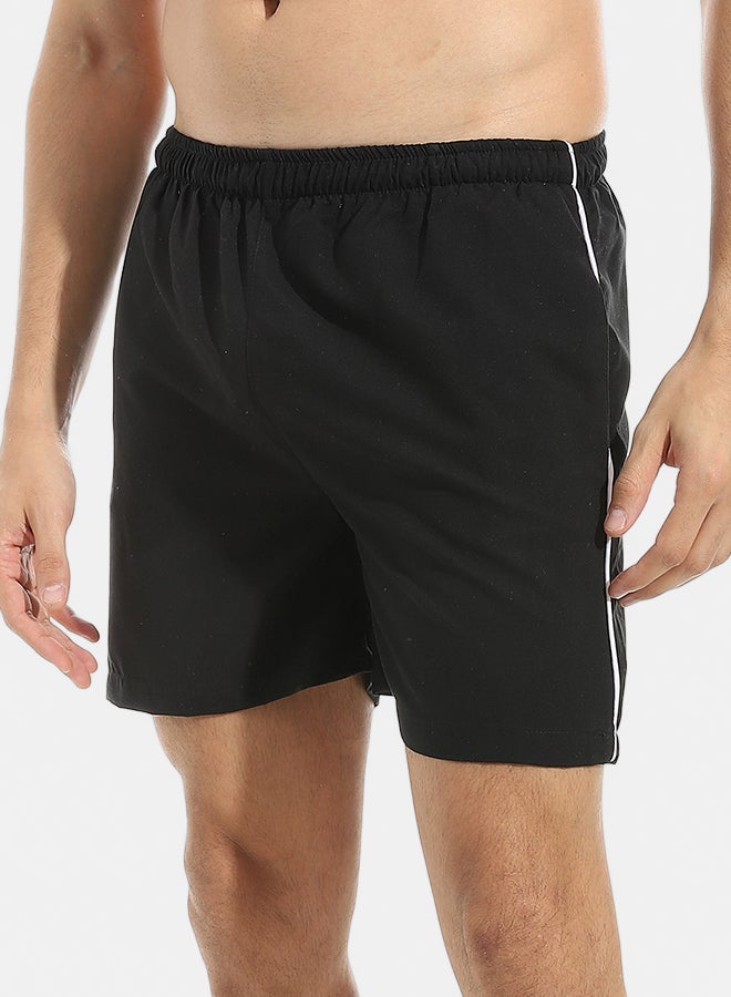 Andora Plain Black Swim Shorts with Sided Pockets_Black - Image 2
