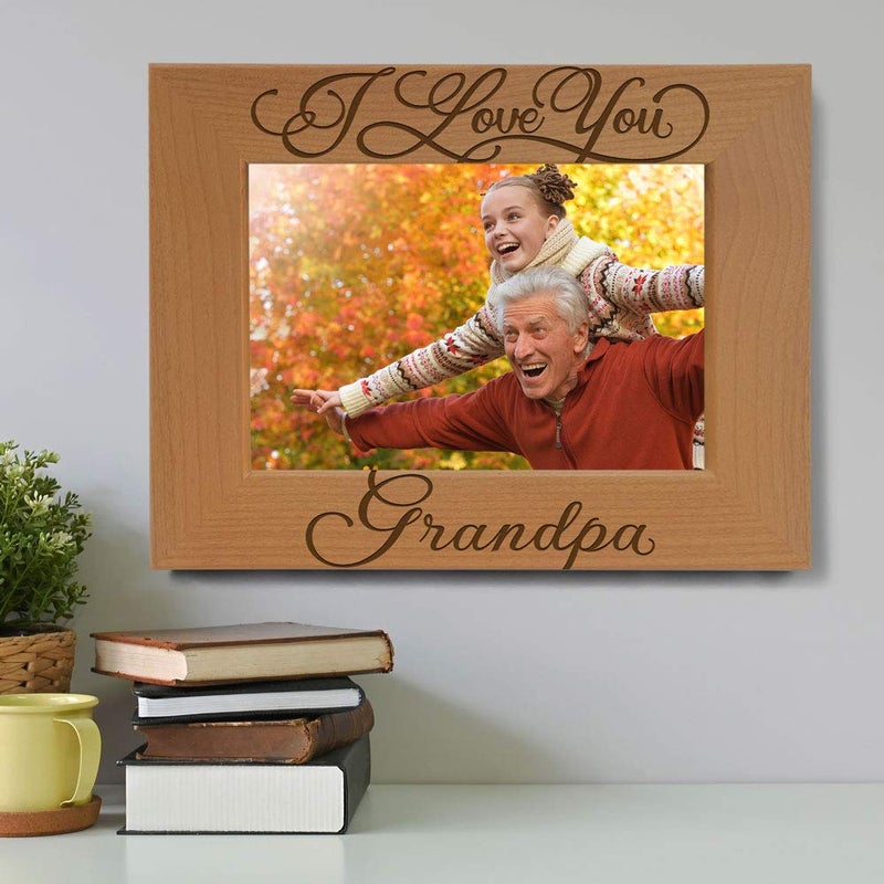 كيت بوش Kate Posh I Love You Grandpa Grandparent's Best Grandpa Grandpa & Me Me Gread Natural Wood Picture Frame من حفيد حفيدة (4x6 أفقيًا) - Image 5