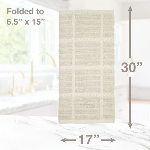 All-Clad Solid Kitchen Towel: Highly Absorbent, Super Soft Long Lasting - 100% Cotton, 17"x30" Tea Towel for Cleaning & Drying Dishes, Pans, Glassware, or Countertops, (1-Pack), Almond - Image 3