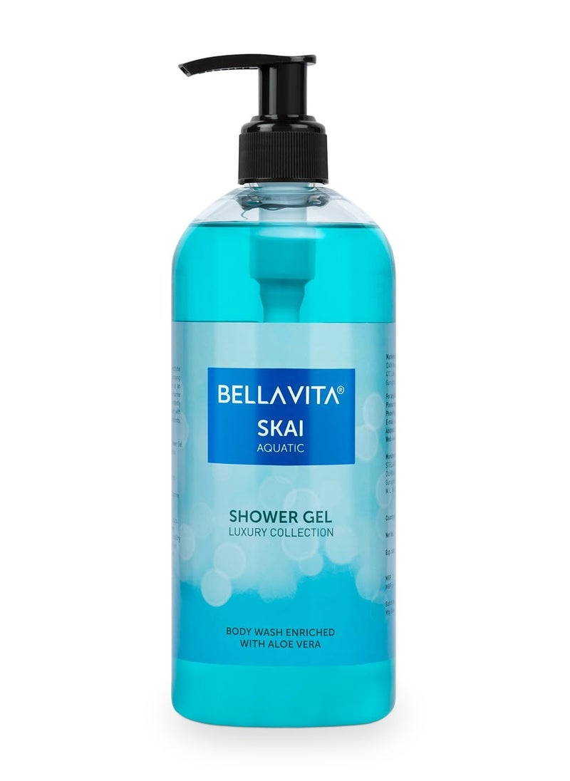 Bella Vita - Bella Vita Luxury Skai Aquatic Body Wash Refreshing Shower Gel for Deep Cleansing Hydrating and Moisturising Skin with Aloe Vera 500 Ml - Image 1