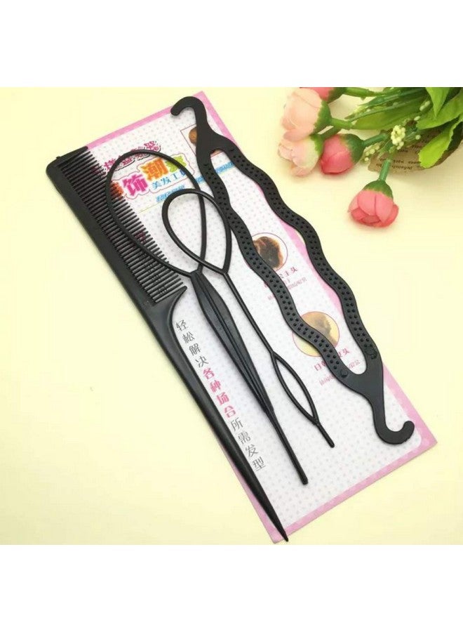 CHANDERKASH Juda Bun Maker Hair Style Accessories for Women; 4 Pieces (Black)_Hair Acessories|Puff Juda Bun Shaper |Messy Bun Scrunchie