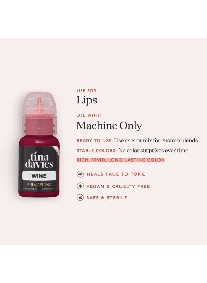 Perma Blend Lip Pigment – Tina Davies Wine 15ml | Professional Permanent Makeup Lip Blush Tattoo Ink | High Retention, Vegan, True-to-Tone Healing Semi-Permanent Lip Color | SKU: PBTDW1/2 - Image 2