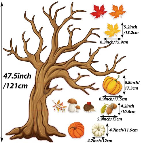 NBjiuyin 4Ft Big Tree Bulletin Board Set Spring Fall Summer Tree Bulletin Board Decoration with Maple Leaves Butterflies Pumpkins Cutouts for Classroom Home Chalkboard Wall Decoration, 74Pcs (Maple Leaves) - Image 2