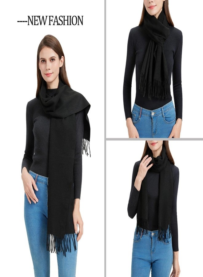 Nonakgado Super Soft Plaid Scarf for Women and Men-Winter Unisex Classic Cashmere Feel Tartan Plaid Scarves, 26# Black, 13'' * 76.3'' - Image 5