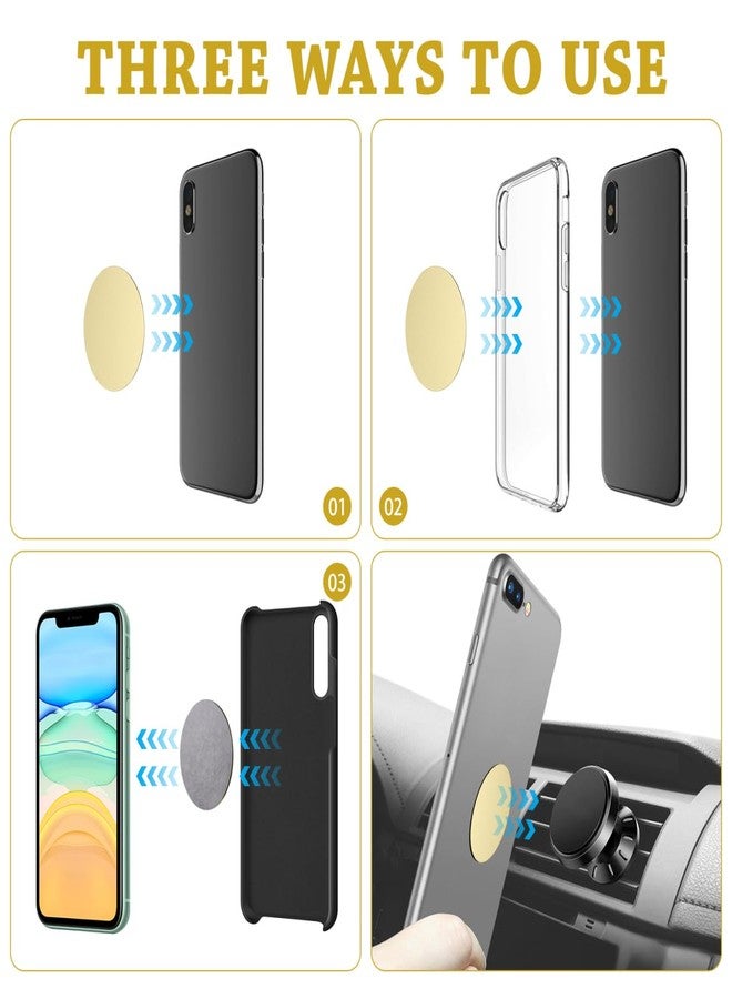 UKCOCO Adhesive Metal Plates, 10 Pack Round Magnetic Metal Plates Car Vehicle Mount Phone Holder Diameter 4cm (Gold) - Image 5