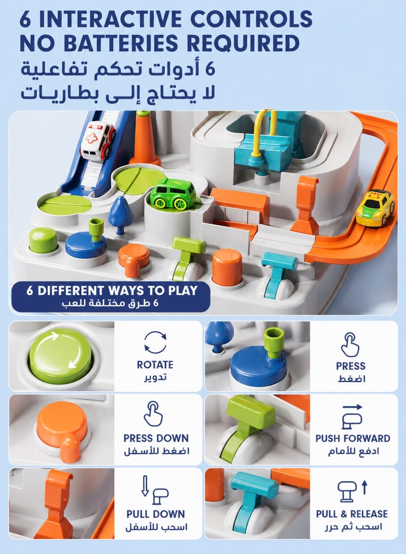 GOOGO Kids' Car Adventure Toy, Cars Race Track Set with 5 Toy Cars, Race Track Vehicle Set, Fun and Durable Adventure Vehicles Toy, Preschool Educational Interactive Toy, Easy to Set Up and Play, No Batteries Required, Ideal Gift for Kids Ages 3+ - Image 3