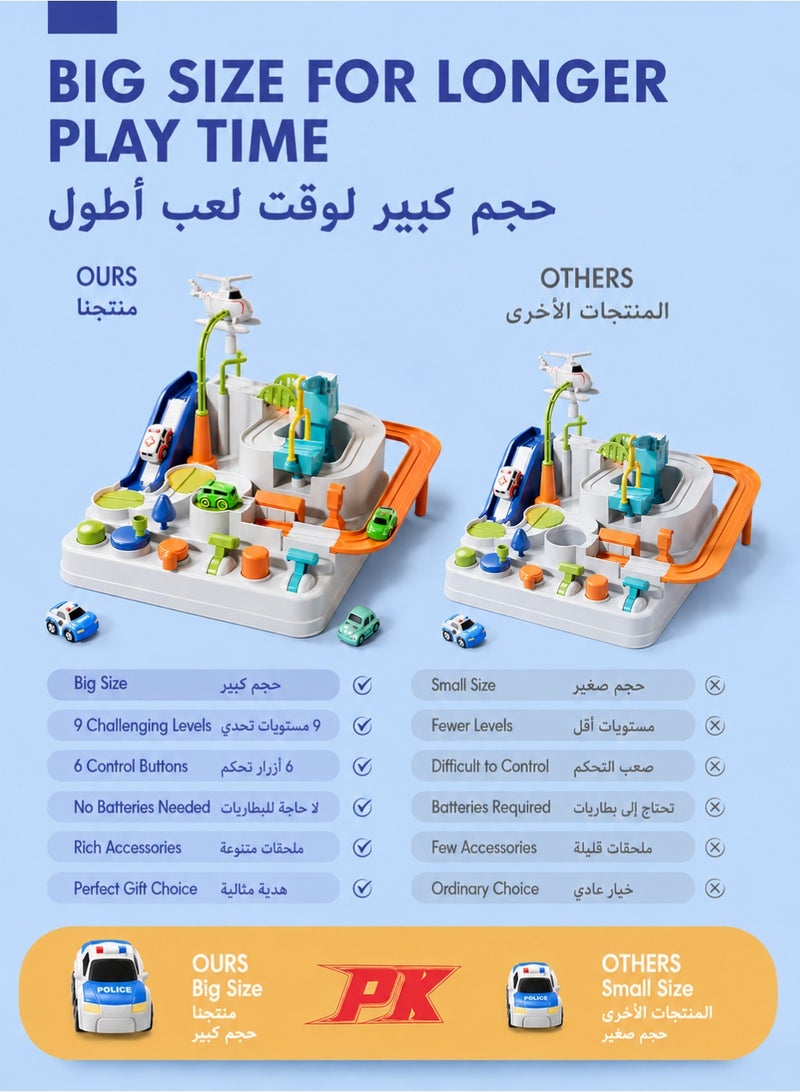 GOOGO Kids' Car Adventure Toy, Cars Race Track Set with 5 Toy Cars, Race Track Vehicle Set, Fun and Durable Adventure Vehicles Toy, Preschool Educational Interactive Toy, Easy to Set Up and Play, No Batteries Required, Ideal Gift for Kids Ages 3+ - Image 5