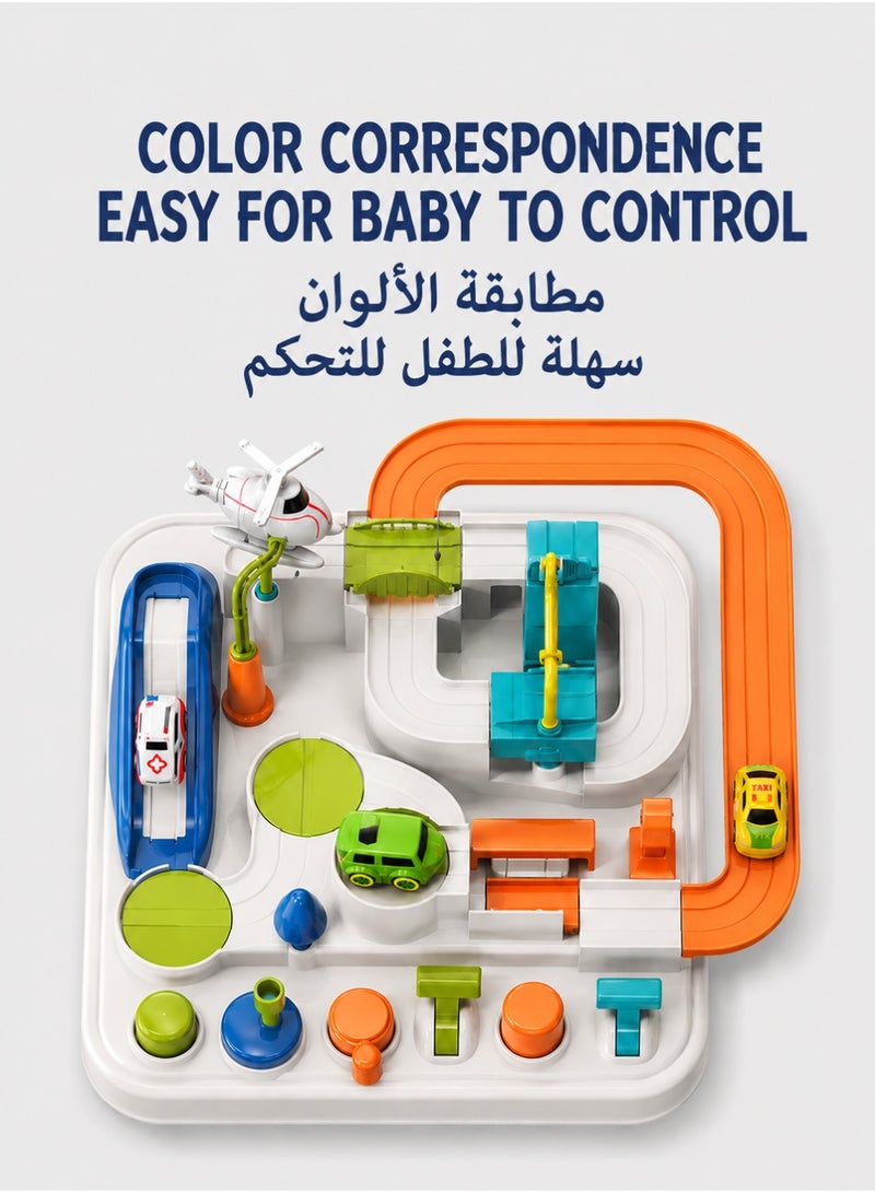 GOOGO Kids' Car Adventure Toy, Cars Race Track Set with 5 Toy Cars, Race Track Vehicle Set, Fun and Durable Adventure Vehicles Toy, Preschool Educational Interactive Toy, Easy to Set Up and Play, No Batteries Required, Ideal Gift for Kids Ages 3+ - Image 4