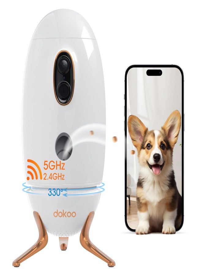 Dokoo Olkieqz Dog Camera with Treat Dispenser, 330° View Pet Camera with 2K/4MP HD Camera, 2.4 & 5 GHz Wi-Fi Cats Camera with 2-Way Au - Image 1