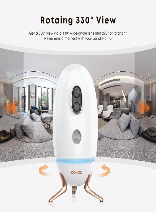 Dokoo Olkieqz Dog Camera with Treat Dispenser, 330° View Pet Camera with 2K/4MP HD Camera, 2.4 & 5 GHz Wi-Fi Cats Camera with 2-Way Au - Image 4
