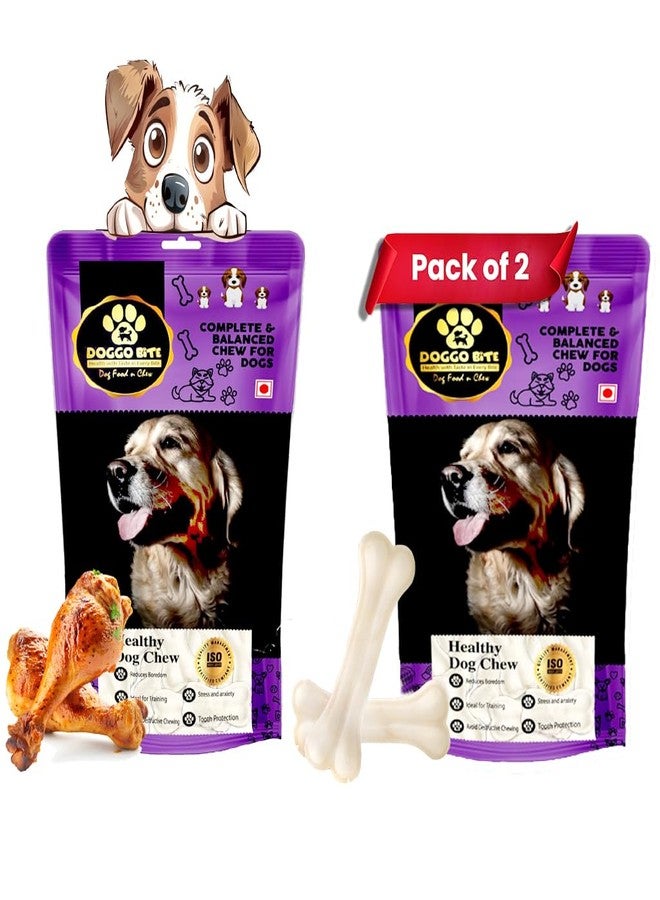 DOGGO BITE Dog Treats Pressed Chew Bone, 500gm 5 Inch (Buy 1 Get 1 Free) Rawhide for Small/Medium/Large Breeds 8-30 Kg Dogs - Total 1 Kg (Approx 12 Chews in Pack) - Image 1