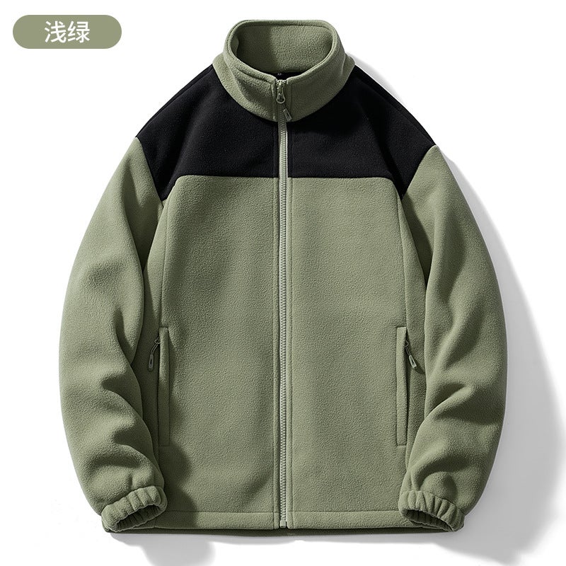 Fleece Jacket For , Windproof And Warm, Polar Fleece Jacket, Softshell Jacket With Thickened Fleece Lining, Color-Blocking, Can Be Worn Outside - Image 1
