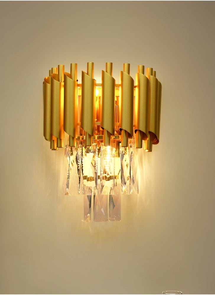 YATAI LIGHTING مصباح حائط كريستالي من ياتاي، مصباح حائطي عصري باللون الذهبي، مصباح حائط كريستالي إبداعي فاخر لغرفة المعيشة أو بجانب السرير أو الممر أو الدرج أو الإضاءة، 2 وات  - Image 1