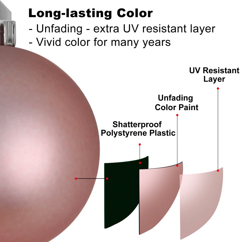 GameXcel Rose Pink 2.5"" Christmas Balls Christmas Tree Decoration Ornaments Shatterproof Hanging Balls for Birthday Halloween Holiday Wedding Decorations Set of 36pcs - Image 4