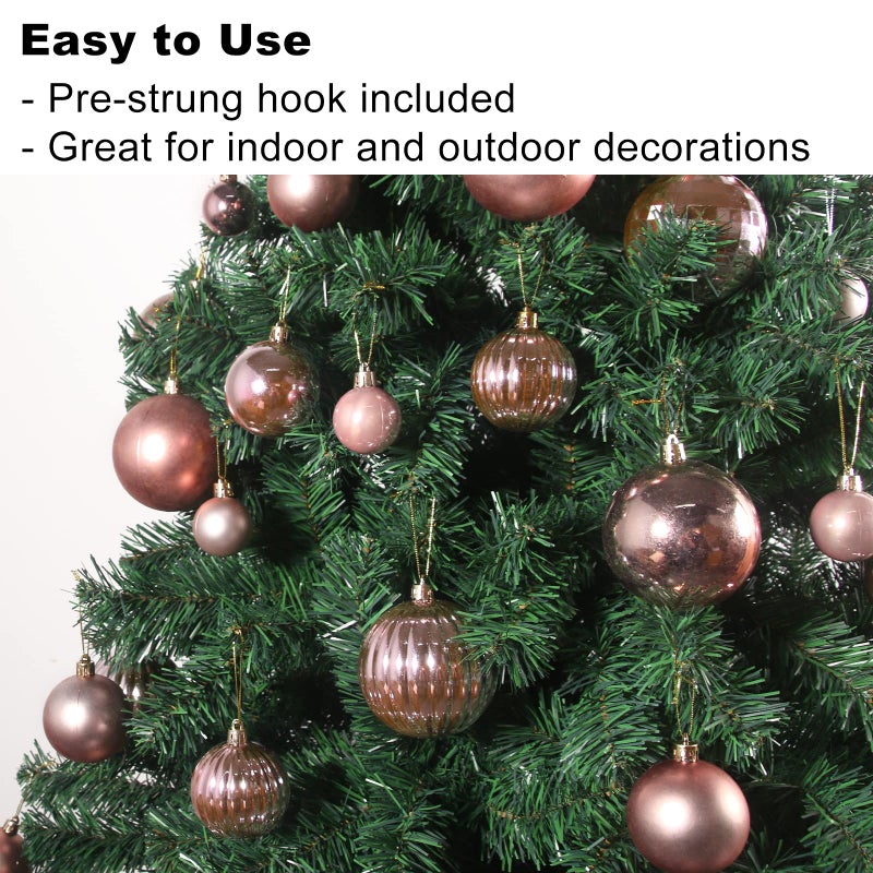 GameXcel Rose Pink 2.5"" Christmas Balls Christmas Tree Decoration Ornaments Shatterproof Hanging Balls for Birthday Halloween Holiday Wedding Decorations Set of 36pcs - Image 5