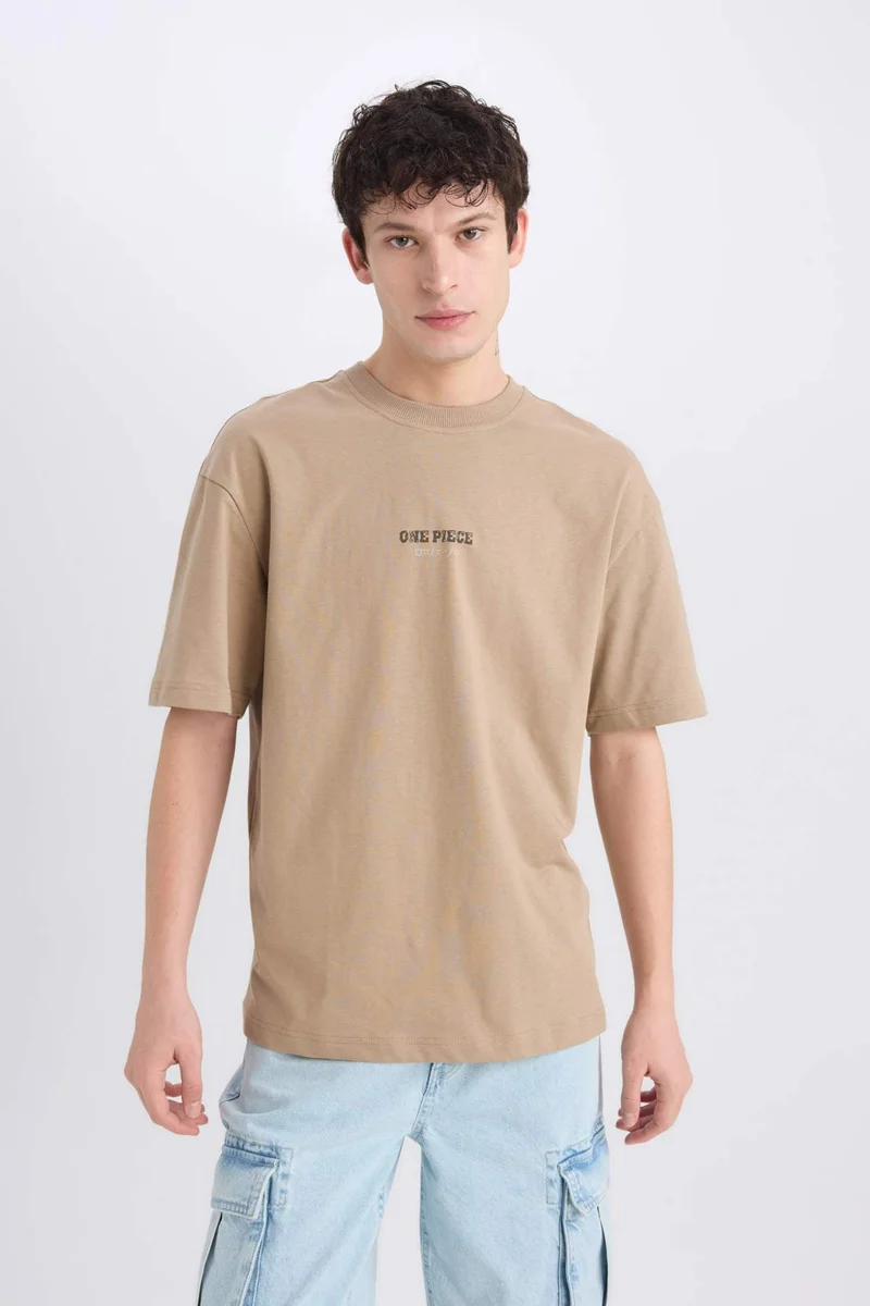 ديفاكتو One Piece Boxy Fit Crew Neck Printed Short Sleeve T-Shirt