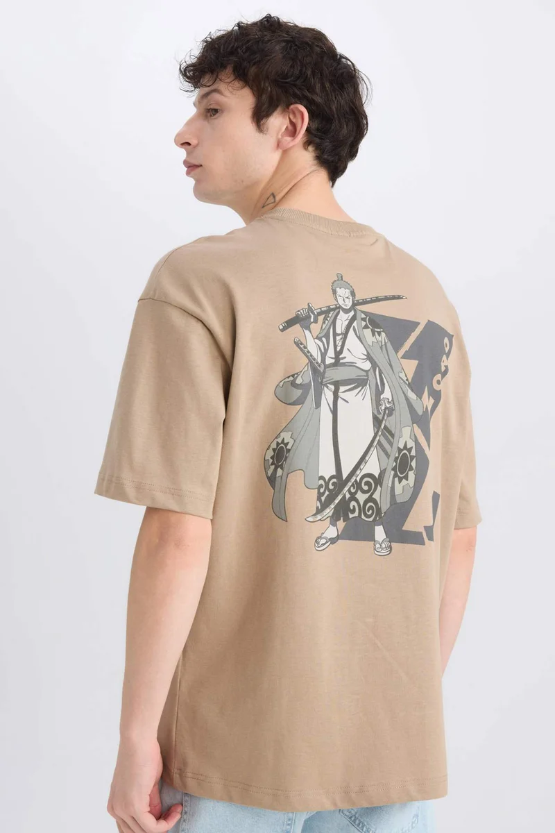 ديفاكتو One Piece Boxy Fit Crew Neck Printed Short Sleeve T-Shirt