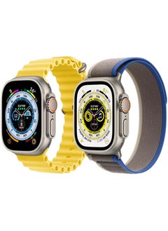 IAF Silicone Ocean Band Strap Yellow Trail Loop strap Blue/Gray Set of 2 for Apple Watch Ultra 8 49mm 