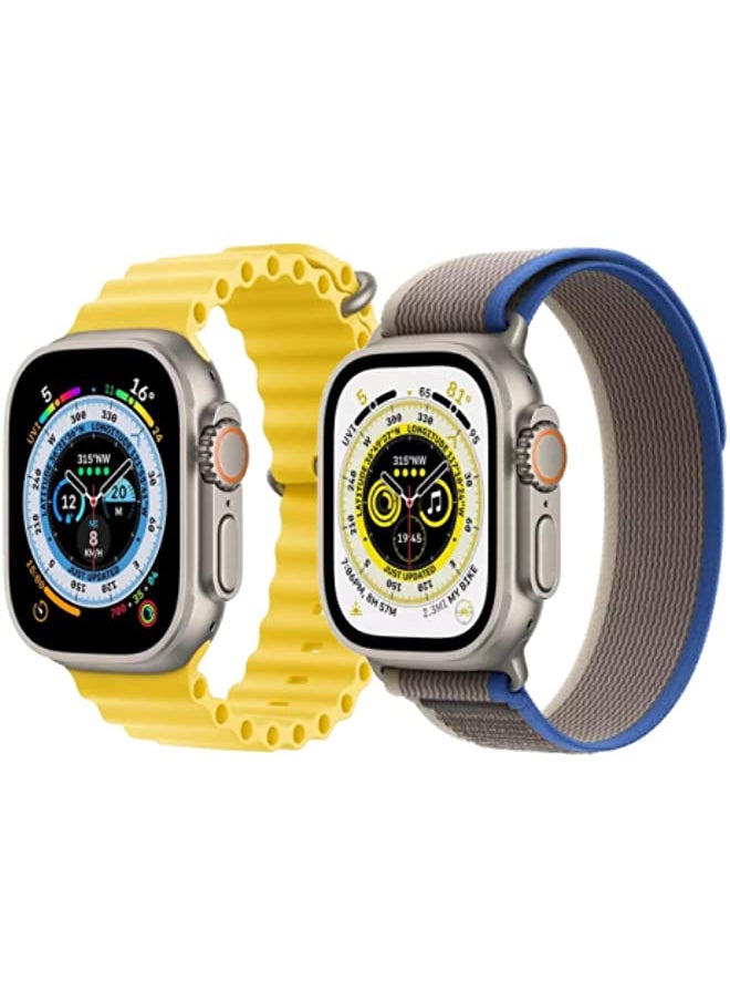 IAF - Silicone Ocean Band Strap Yellow Trail Loop strap Blue/Gray Set of 2 for Apple Watch Ultra 8 49mm - Image 1