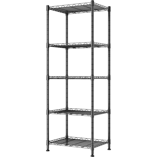 REGILLER 5Wire Shelving Metal Storage Rack Adjustable ShelvesStanding Storage Shelf Units for Laundry Bathroom Kitchen Pantry ClosetBlack118 D x 166 W x 535 H