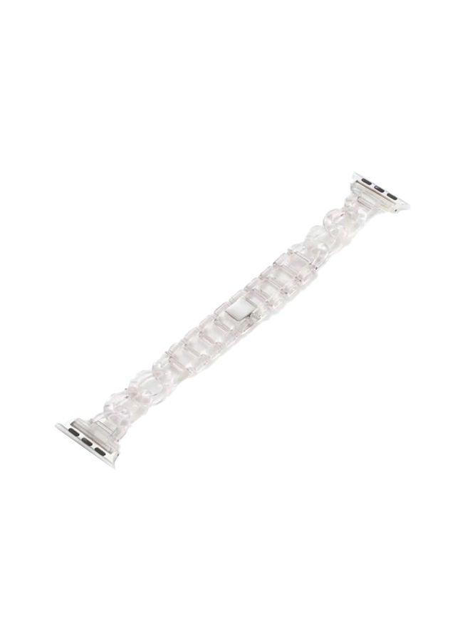 NIBEMINENT Replacement Chain Marble Resin Band 42/ 44 mm For Apple iWatch Clear/Blue - Image 1