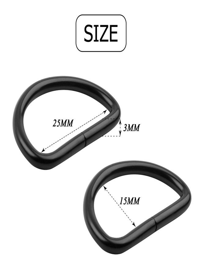 BronaGrand 50 Pieces 25mm Metal D Rings Buckles for Straps Ties Belts Bags, Black - Image 3