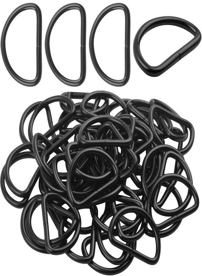 BronaGrand 50 Pieces 25mm Metal D Rings Buckles for Straps Ties Belts Bags, Black - Image 1