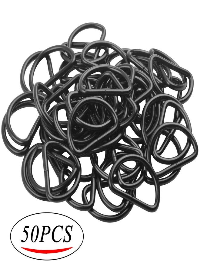BronaGrand 50 Pieces 25mm Metal D Rings Buckles for Straps Ties Belts Bags, Black - Image 2