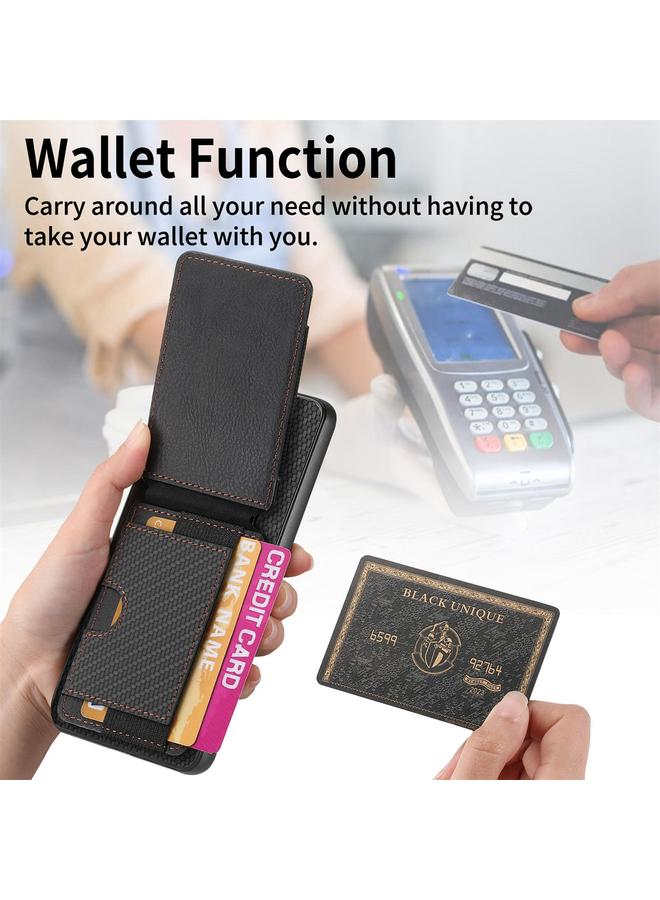 erorex Case For Xiaomi 12 Lite Carbon Fiber Vertical Flip Wallet Stand Phone Case - Image 4