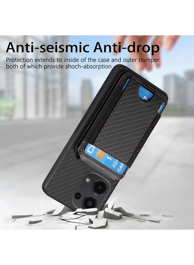 erorex Case For Xiaomi 12 Lite Carbon Fiber Vertical Flip Wallet Stand Phone Case - Image 3