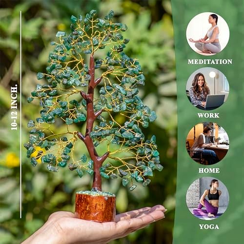 HindCraft Green Aventurine Healing Crystal Tree | Artificial Tree for Prosperity & Abundance | Feng Shui Crystal Tree for Home & Office | Thoughtful Gift for Men & Women – Housewarming, Wedding - Image 2