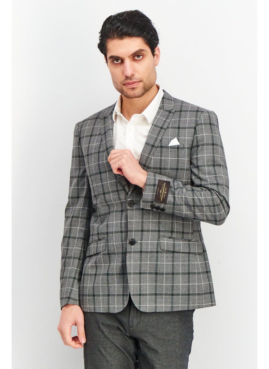 Men Regular Fit Plaid Casual Blazer, Grey - pzsku/Z8204F5556C8305D4DA64Z/45/_/1737642535/e9d779b9-2d32-4954-9cdd-3d4c66665906