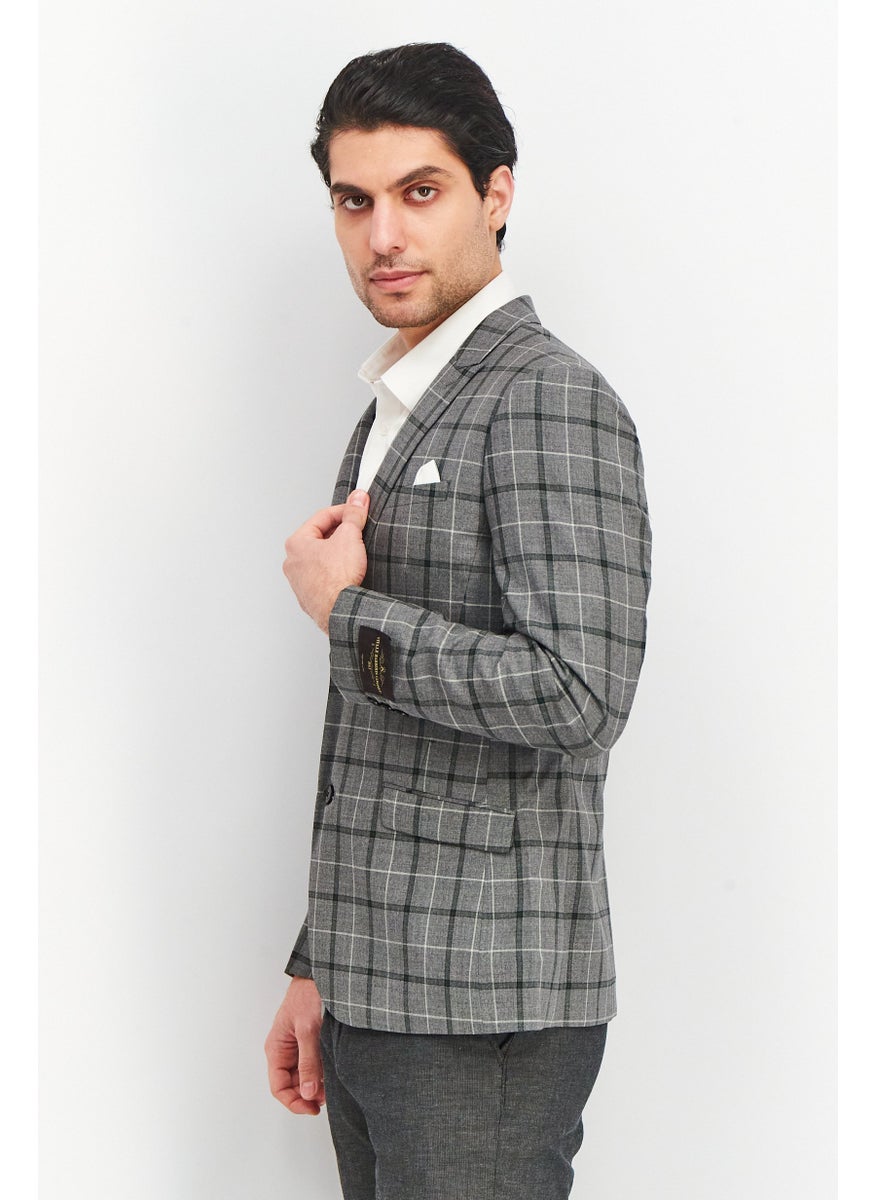 Men Regular Fit Plaid Casual Blazer, Grey - pzsku/Z8204F5556C8305D4DA64Z/45/_/1740493369/016bc14a-61a3-4dcc-8bb6-50f767b72770