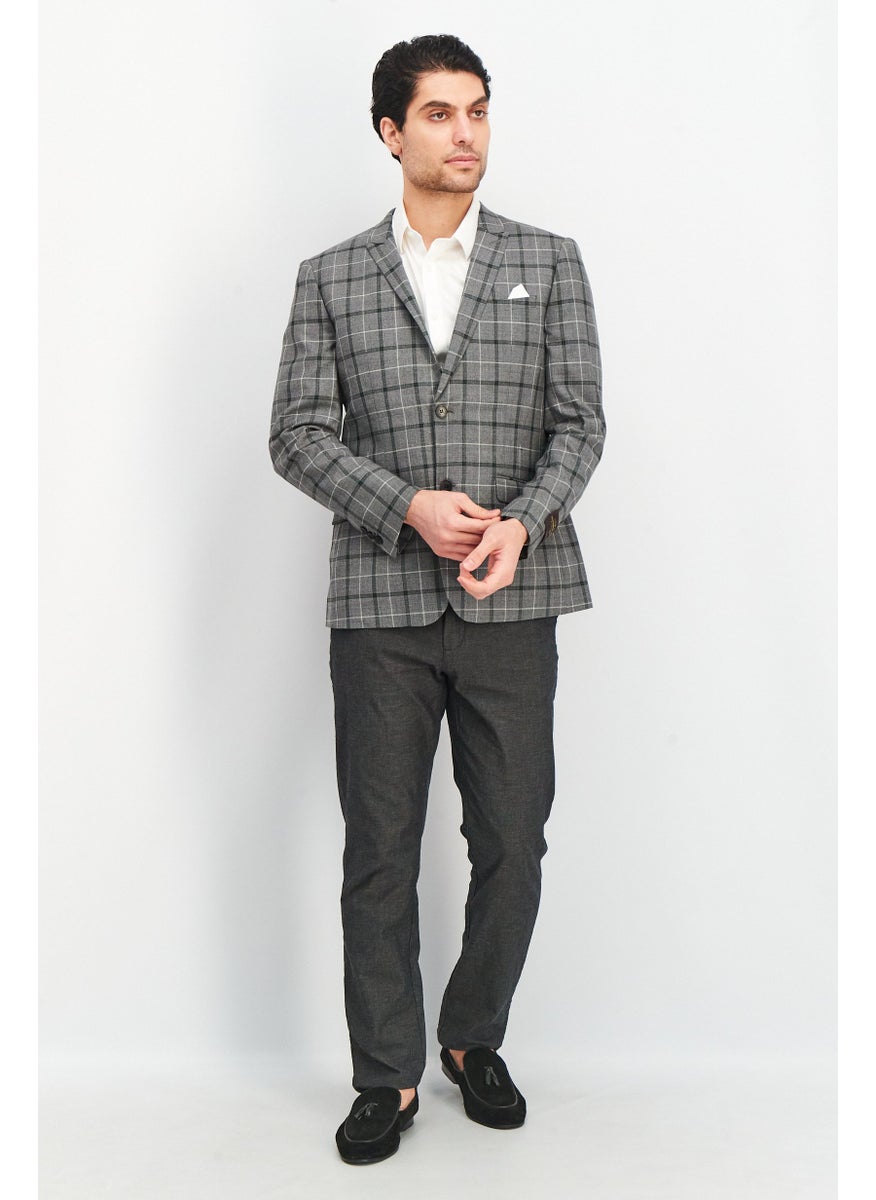 Men Regular Fit Plaid Casual Blazer, Grey - pzsku/Z8204F5556C8305D4DA64Z/45/_/1740493371/37fad699-0ba1-4efe-8951-a2897fc30205