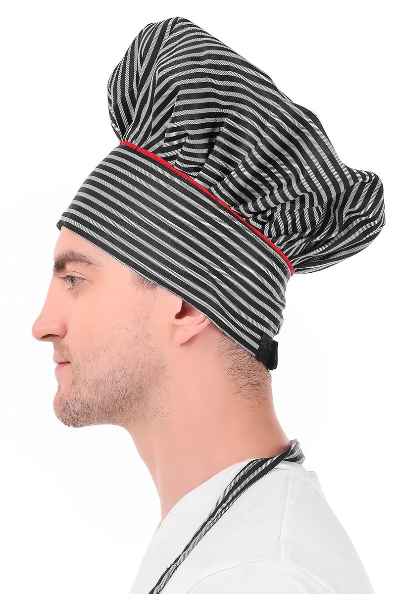 KODENIPR CLUB KODENIPR CLUB Mens and Womens Chef Cooking Gray and Black Stripes Kitchen Apron with Chef Cap - Image 5