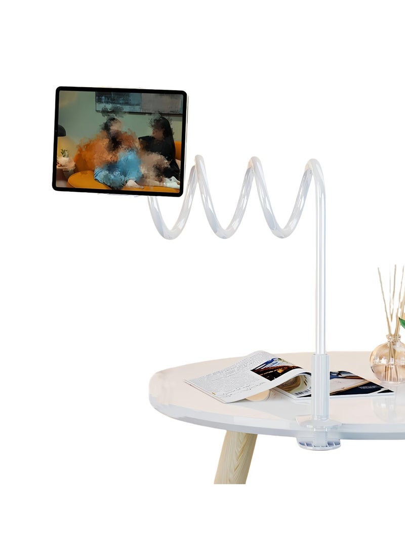 erorex Table Holder for Bed and Desk,360° Adjustable,with Flexible Long Arm Phone Stand,Overall Length 100cm,Compatible with all phones,Pad(4.7-10.6") (White) - Image 1