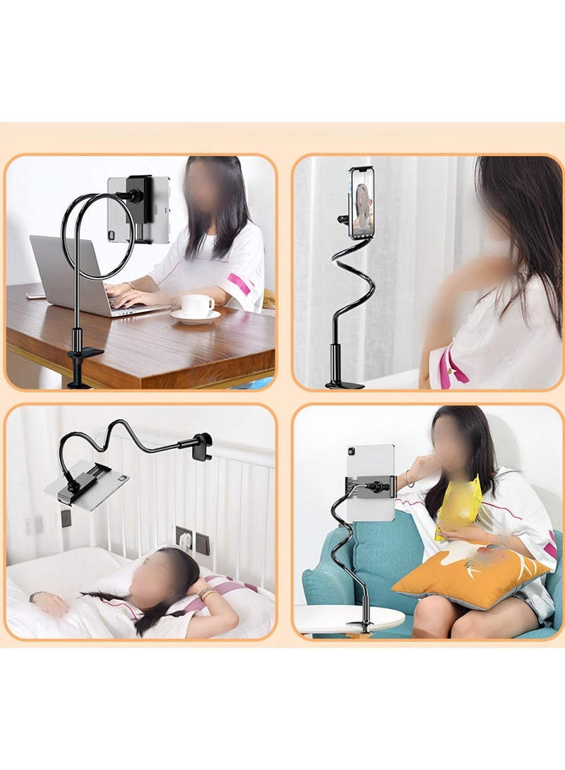 erorex Table Holder for Bed and Desk,360° Adjustable,with Flexible Long Arm Phone Stand,Overall Length 100cm,Compatible with all phones,Pad(4.7-10.6") (White) - Image 5
