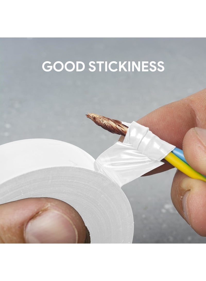 SYOSI Flame Retardant White Electrical Tape, 6 Roll, 0.62 Inch * 66 Feet, PVC Insulation Tape for Electrical Wiring, Suitable for Home & Outdoor Use, 5℉ to 221℉ (White) - Image 4
