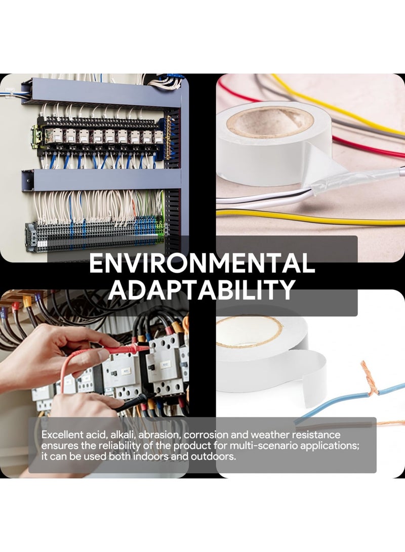 SYOSI Flame Retardant White Electrical Tape, 6 Roll, 0.62 Inch * 66 Feet, PVC Insulation Tape for Electrical Wiring, Suitable for Home & Outdoor Use, 5℉ to 221℉ (White) - Image 2