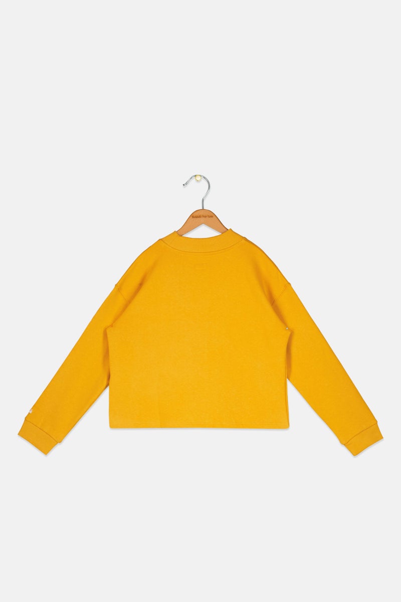 Pepe Jeans Kids Girl Brand Logo Sweatshirt, Yellow - Image 2