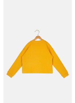 Pepe Jeans Kids Girl Brand Logo Sweatshirt, Yellow  - Image 2