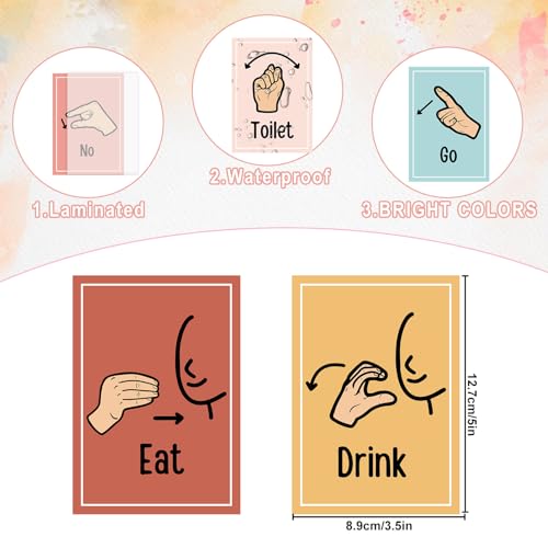 Aposwow Sign Language Posters for Classroom - 24Pcs Common Words and Phrases Hand Sign Language Cards for Kids Baby Toddlers, ASL American Signal Language Posters School Classroom Decor - Image 3