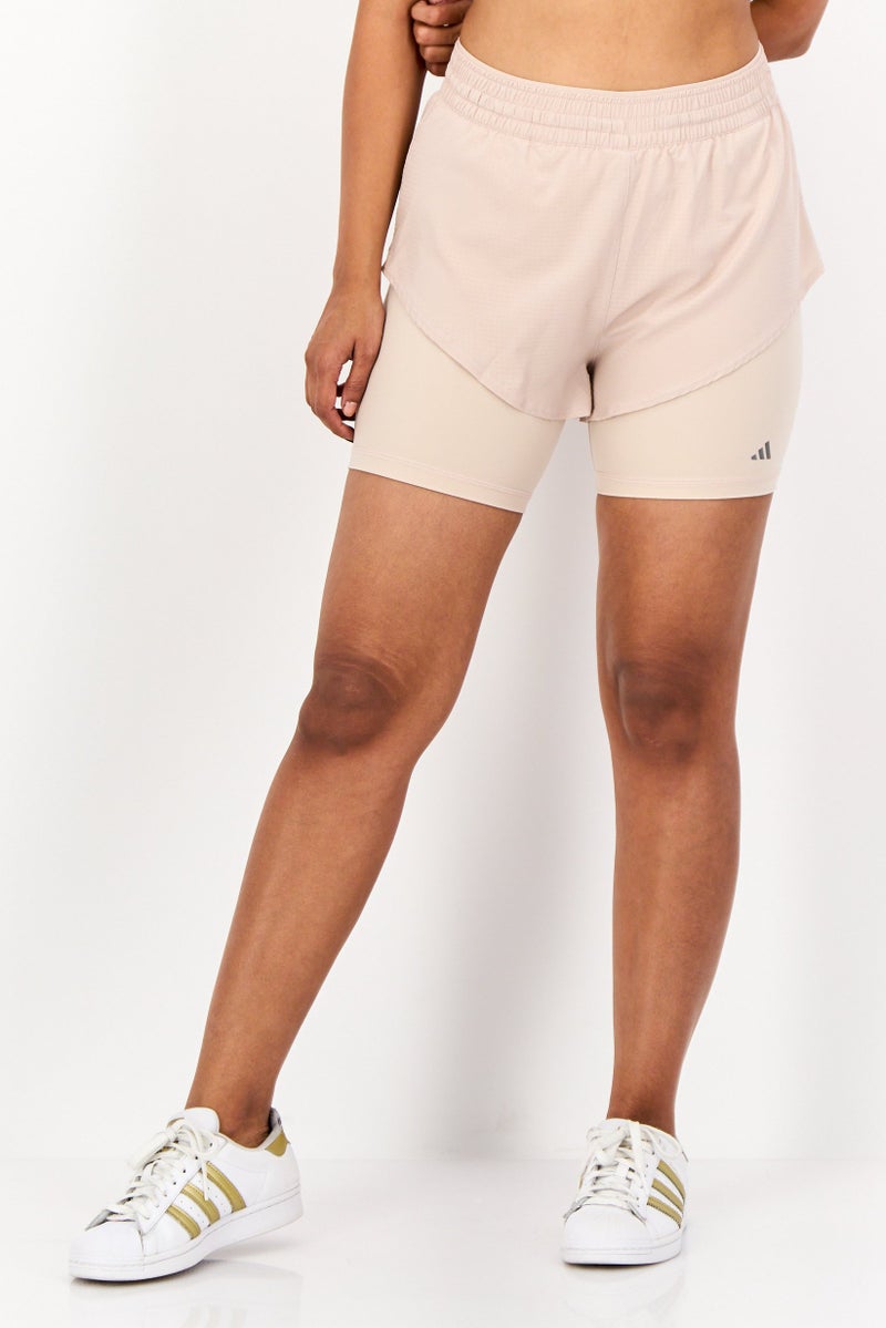 Adidas Women Sportswear Fit Training Shorts, Beige  - Image 1
