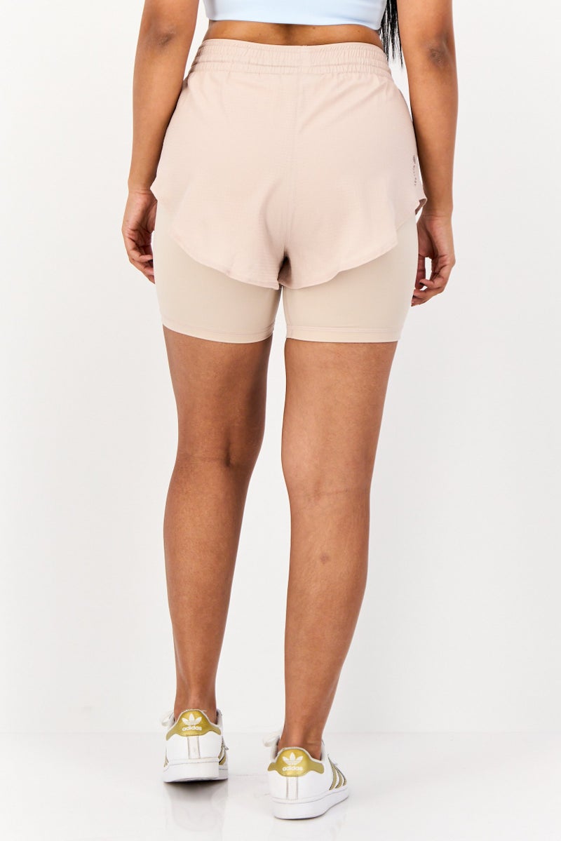 Adidas Women Sportswear Fit Training Shorts, Beige  - Image 3