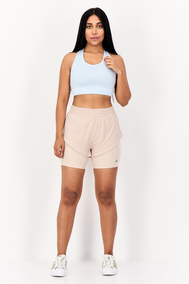 Adidas Women Sportswear Fit Training Shorts, Beige  - Image 4