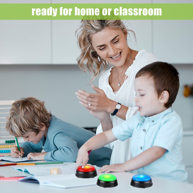 Deekin 16 Pcs Game Buzzers Bulk Assorted Colored Answer Button with Sound and Light Family Feud Buzzer for Classroom Teacher Supplies Back to School Team Game Show and Trivia Nights - Image 5