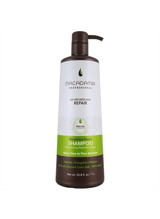 Macadamia Professional Hair Care Sulfate Paraben Free Natural Organic CrueltyFree Vegan Hair Products Weightless Hair Repair Shampoo , Green, Sheer Pecan, 33.8 Fl Oz - Image 1