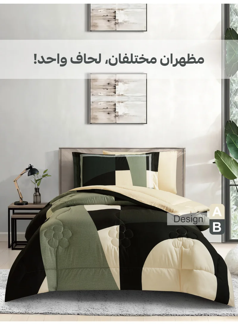Donetella Bedding Comforter Set, twin Size Fits 120x200 cm - 4-Pcs Digital Print Quilted Bed Set, Microfiber Fabric - 1 Comforter, 1 Fitted Sheet, 1 Pillow Shams, 1 Pillowcases.